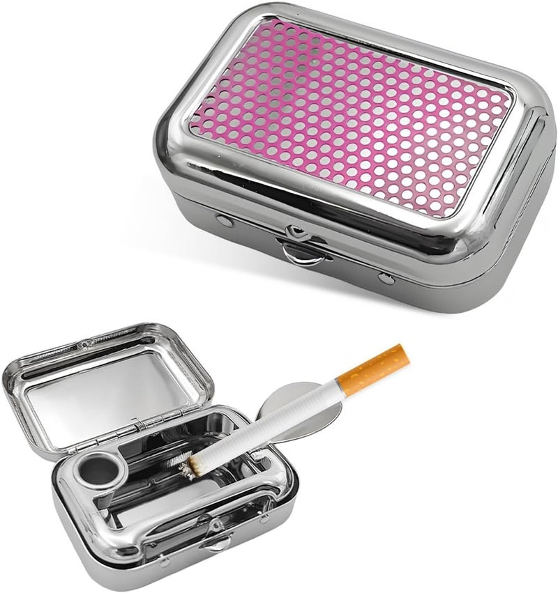 FSTURIOS Portable Ashtray, Windproof Creative Pocket Ashtray Car Ash Tray with Lid, Stainless Steel Mini Compact Cigarette Snuffers, Waterproof Cigar Ash Tray for Car Office Travel (Purple) - Image 1